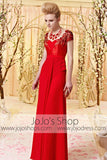 Red Short Sleeves Sweetheart Formal Evening Dress CX830320