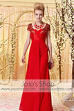 Red Short Sleeves Sweetheart Formal Evening Dress CX830320