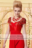 Red Short Sleeves Sweetheart Formal Evening Dress CX830320