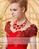 Red Short Sleeves Sweetheart Formal Evening Dress CX830320