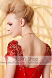 Red Short Sleeves Sweetheart Formal Evening Dress CX830320