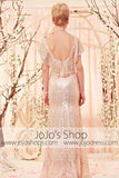Retro Vintage 30s Sequined Low Back Champagne Evening Dress CX830353