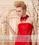 Strapless Red Lace Slim A-line Evening Dress CX830361