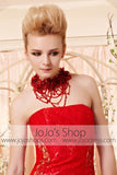 Strapless Red Lace Slim A-line Evening Dress CX830361