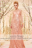 Modest Peach Pink Lace Evening Dress CX830366