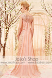 Modest Peach Pink Lace Evening Dress CX830366