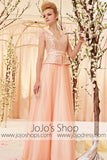 Princess Peach Pink Puff Sleeves Evening Dress