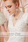 Silver White Sparkly Lace 2 Piece Black Tie Evening Dress CX830399