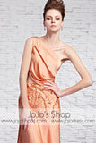 Grecian Orange Silky Sleek One Shoulder Goddess Beauty Pageant Dress CX881368