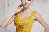 Grecian Gold V Neck Goddess Formal Beauty Pageant Evening Dress CX881383