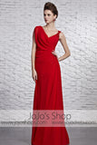 Red Grecian V Neck Stylish Beauty Pageant Red Carpet Dress CX881519