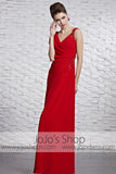 Red Grecian V Neck Stylish Beauty Pageant Red Carpet Dress CX881519
