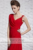 Red Grecian V Neck Stylish Beauty Pageant Red Carpet Dress CX881519