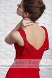 Red Grecian V Neck Stylish Beauty Pageant Red Carpet Dress CX881519