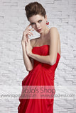 Hot Timeless Red Strapless Grecian Beauty Pageant Evening Dress CX881520