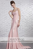 Blush Pink Stylish Cap Sleeves Prom Formal Evening Dress CX881522