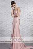 Blush Pink Stylish Cap Sleeves Prom Formal Evening Dress CX881522