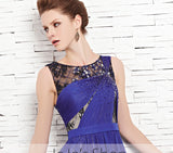 Jeweled Neck Blue Formal Black Tie Pageant Evening Dress CX881523