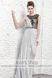 Grecian Gray Black Transparant Pageant Evening Formal Dress CX881535