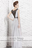 Grecian Gray Black Transparant Pageant Evening Formal Dress CX881535