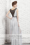 Grecian Gray Black Transparant Pageant Evening Formal Dress CX881535