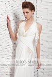 Halter Boho V Neck Ruffle Designer Runway Evening Formal Dress CX881568