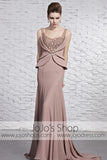 Mocha Brown Stylish Vogue Low Back Evening Formal Dress CX881595