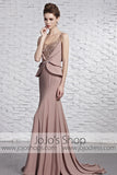 Mocha Brown Stylish Vogue Low Back Evening Formal Dress CX881595