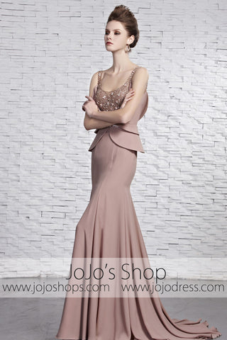 Mocha Brown Stylish Vogue Low Back Evening Formal Dress CX881595