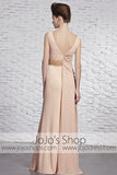 Champagne Sleek Stylish Classy V Neck Evening Formal Dress CX881596