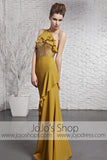 Yellow Brown Stylish Halter Designer Evening Formal Dress CX881618