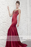 Retro Hollywood Scarlet Red Sleek Evening Formal Dress CX881652