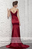 Retro Hollywood Scarlet Red Sleek Evening Formal Dress CX881652