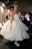 Retro 50s Strapless Organza Tiered Tea Length Tulle Wedding Dress DV1039