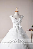 Cap Sleeves Floral Princess Debutante Ball Gown Wedding Dress