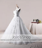 Cap Sleeves Floral Princess Debutante Ball Gown Wedding Dress