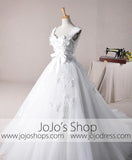 Cap Sleeves Floral Princess Debutante Ball Gown Wedding Dress