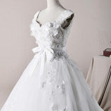 Cap Sleeves Floral Princess Debutante Ball Gown Wedding Dress