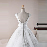 Cap Sleeves Floral Princess Debutante Ball Gown Wedding Dress