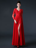 Red Low Back Lace Formal Evening Dress CC3003