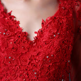 Red Low Back Lace Formal Evening Dress CC3003