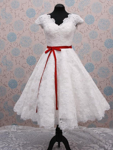 Retro 50s Wedding Dress Short Tea Length Wedding Dress