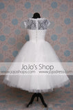 Retro 50s Vintage Style Modest Tea Length Lace Wedding Dress