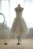 Strapless Short Wedding Dress with Rosette Lace DV2075