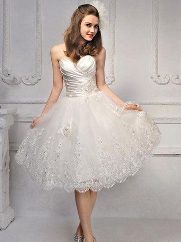 Strapless Short Lace Reception Wedding Dress | DV2047